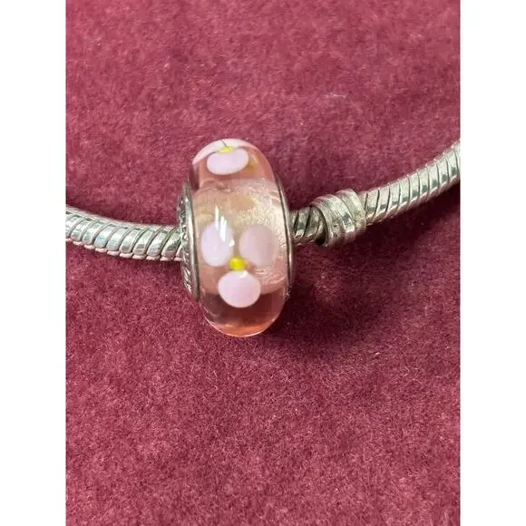 Pandora Sterling Silver Moments Snake Bracelet & Glass Bead Charm 7.25" #64317 - Picture 6 of 7